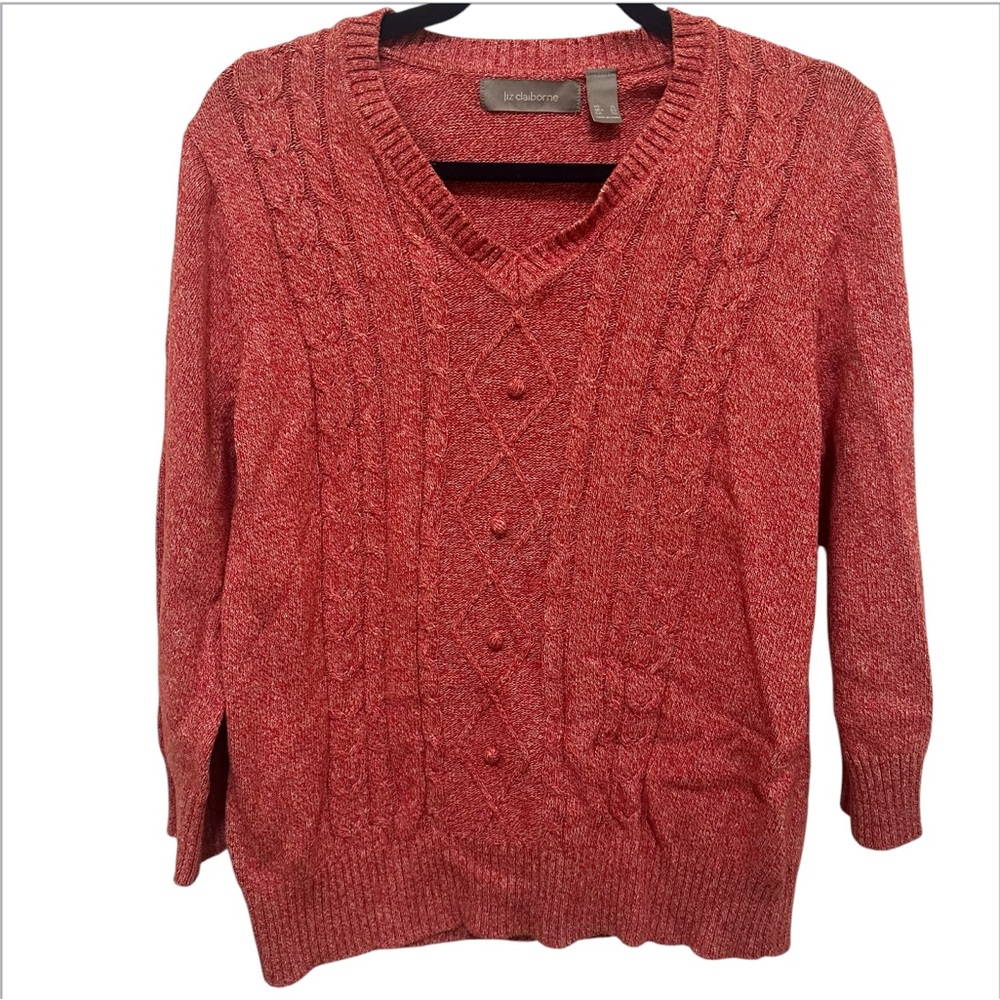 Liz Claiborne preowned size XL Red Orange Cable Knit Sweater